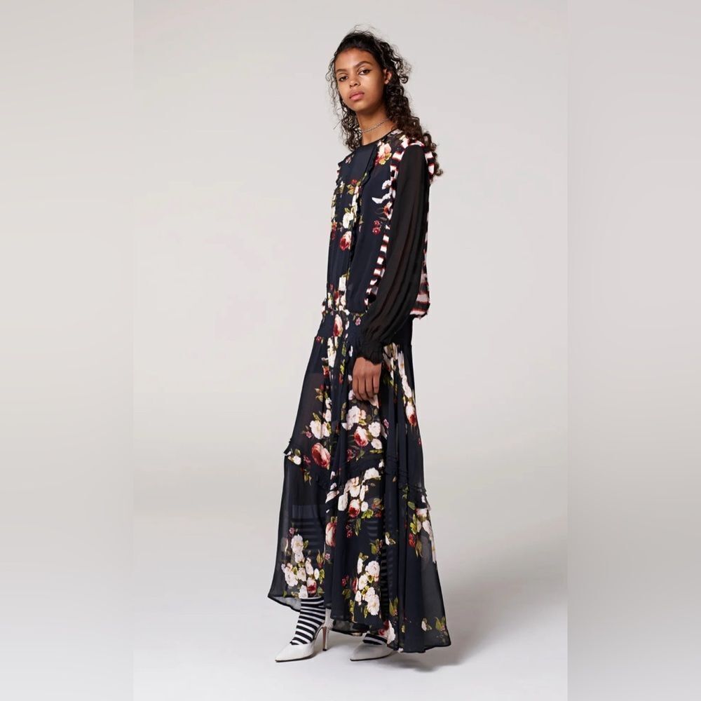 Preen by Thornton Bregazzi Floral Burnout Long Sleeve Dress